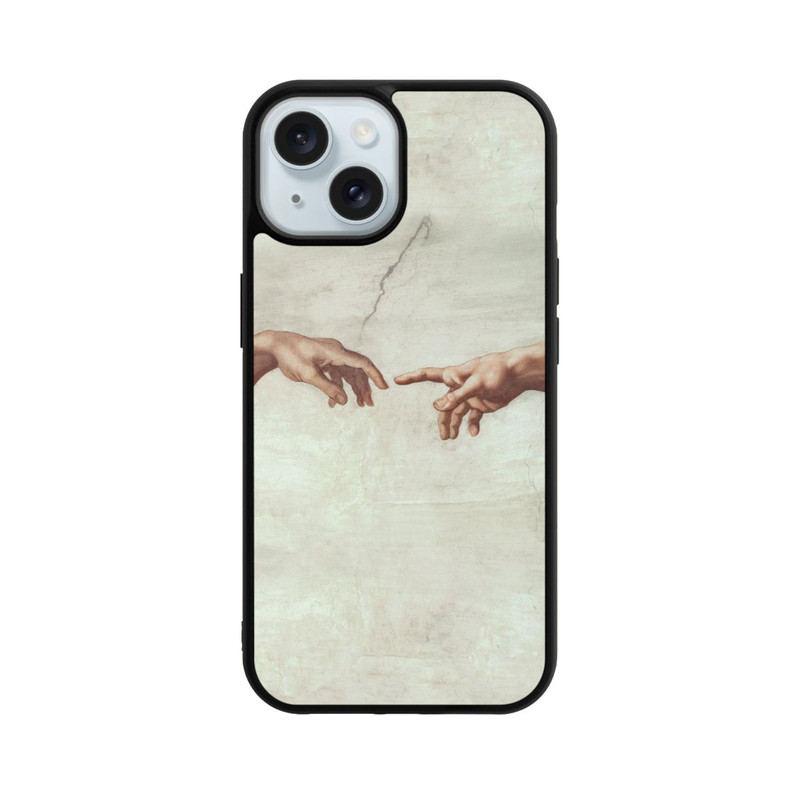 iPhone 15 Base Case Die Hände von Gott und Adam von Michelangelo Buonarroti