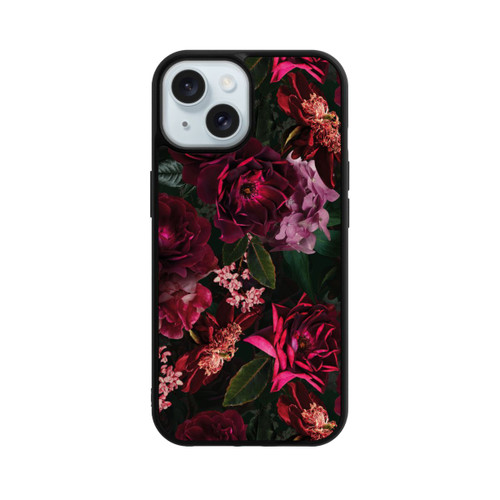 Apple iPhone 15 Base Case Dunkle romantische Vintage Rosen und Pfingstrosen