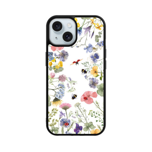 Apple iPhone 15 Base Case Bunte Frühlingsblumen und Bienen