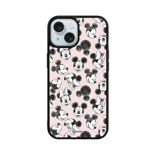 Apple iPhone 15 Base Case Minnie &amp; Mickey Viele Gesichter Pink