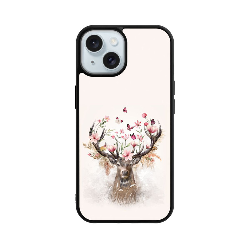 iPhone 15 Base Case Hirsch Blumen Geweih