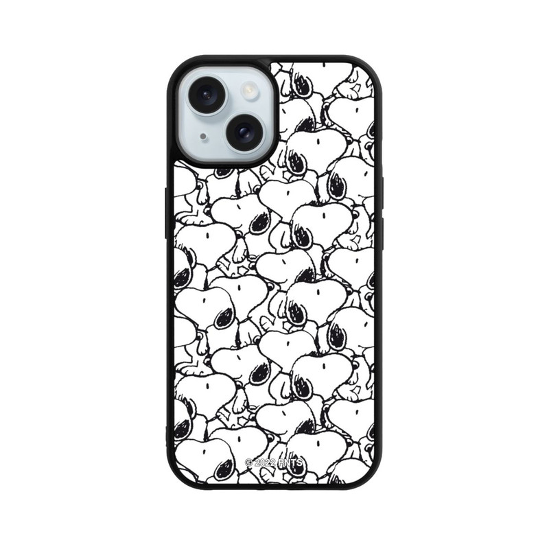 iPhone 15 Base Case Snoopy Muster Schwarz und Weiß