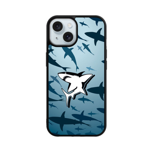 Apple iPhone 15 Base Case Haie Muster Blau