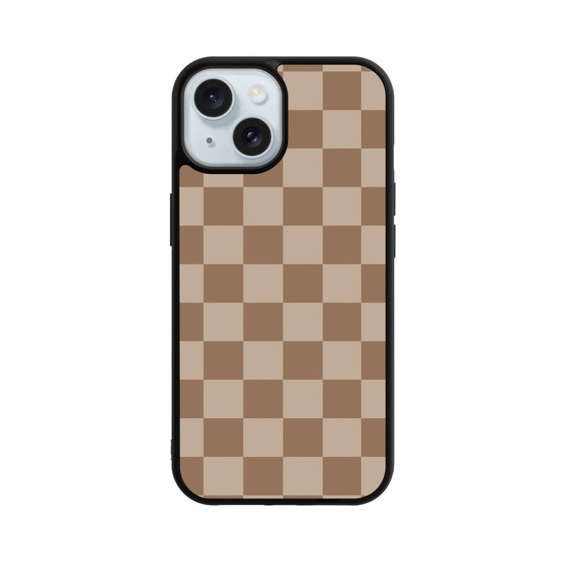 iPhone 15 Base Case Braun Karo