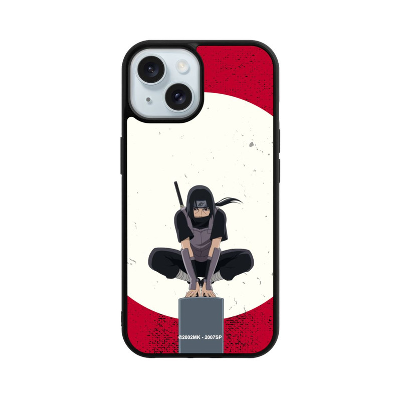 iPhone 15 Base Case Itachi Uchiha Symbol Roter Hintergrund