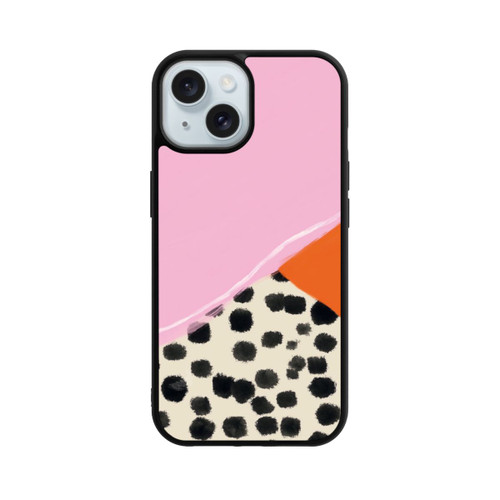 Apple iPhone 15 Base Case Rosa und Orange Gepunkteter Hintergrund