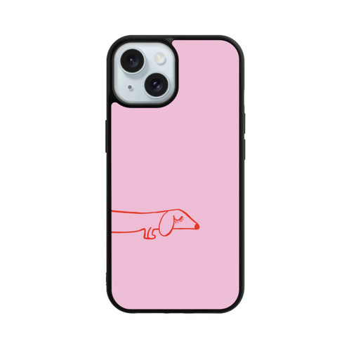 Apple iPhone 15 Base Case Dachshund Illustration Pink
