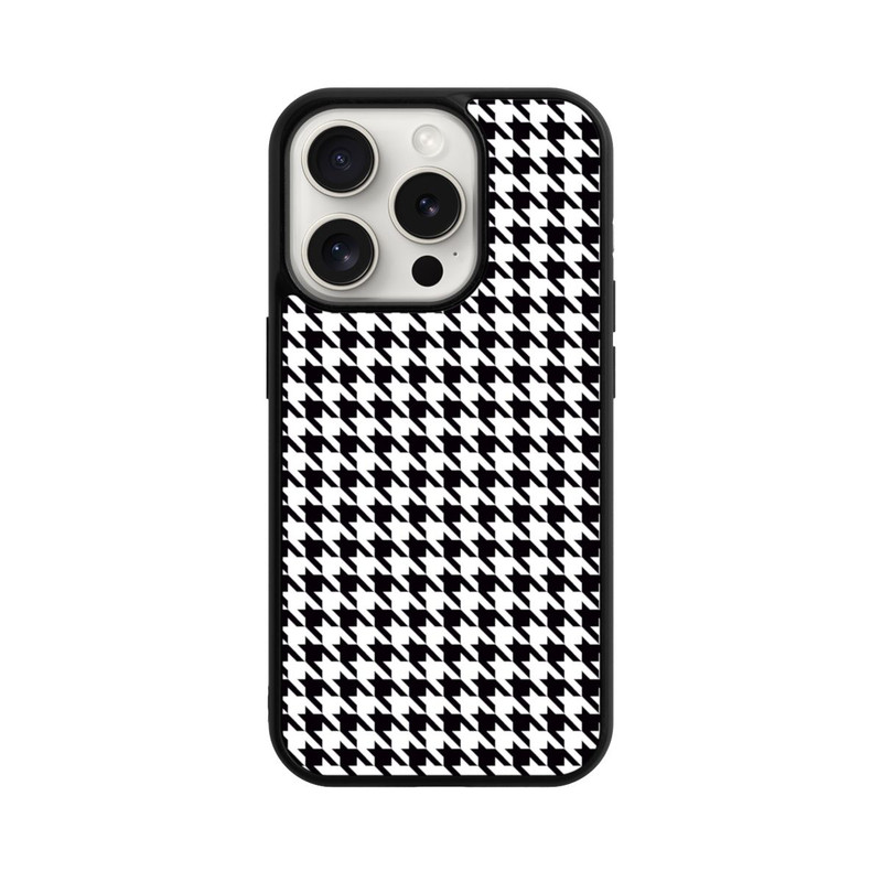 iPhone 15 Pro Base Case Hahnentritt Schwarz Weiß