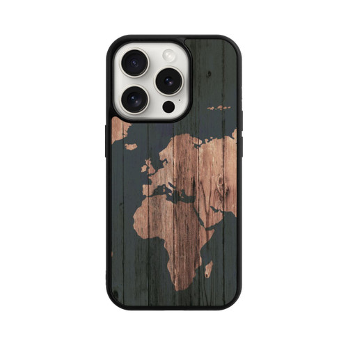 Apple iPhone 15 Pro Base Case Wooden World Map