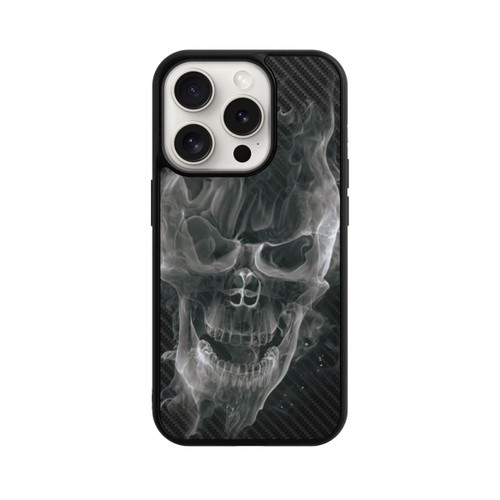 Apple iPhone 15 Pro Base Case rauchender Totenkopf Carbon