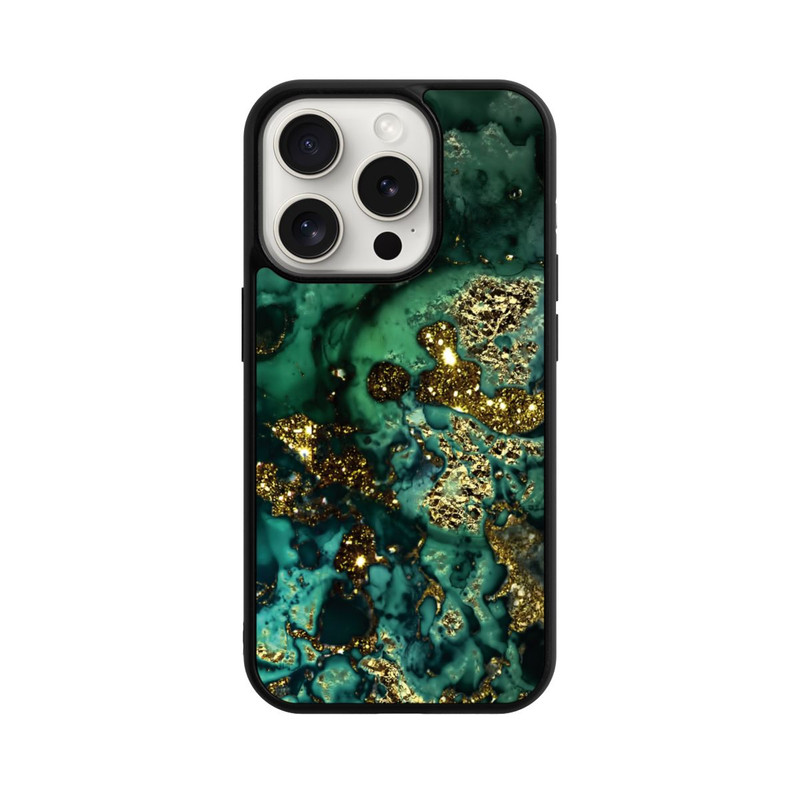 iPhone 15 Pro Base Case Cyan Glitzer Marmorlook