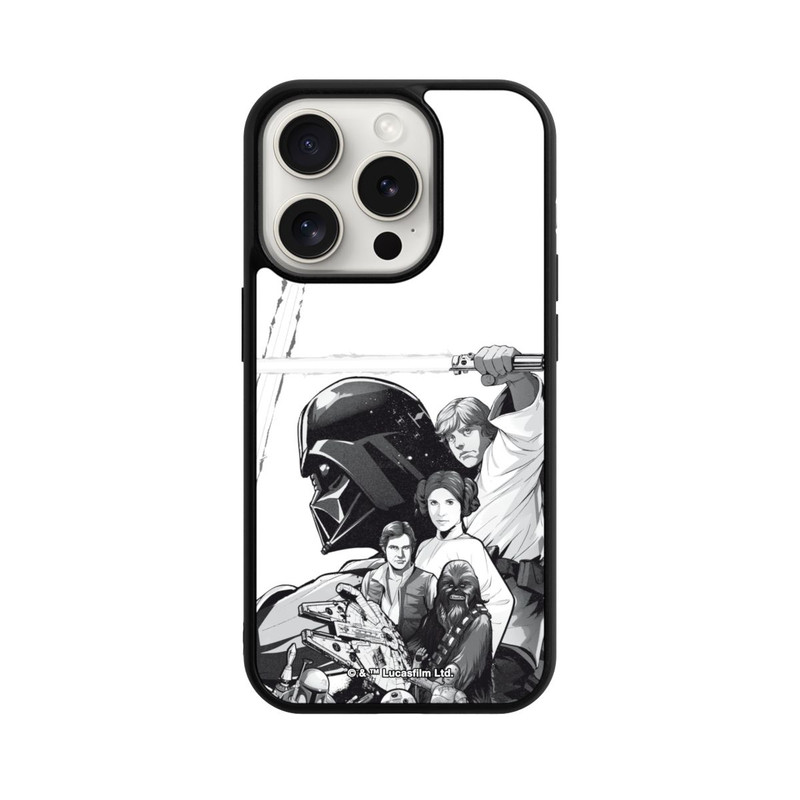 iPhone 15 Pro Base Case StarWars Charaktere - Schwarz-Weiß