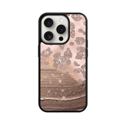 Apple iPhone 15 Pro Base Case Silberner Leoparden Glitzerlook