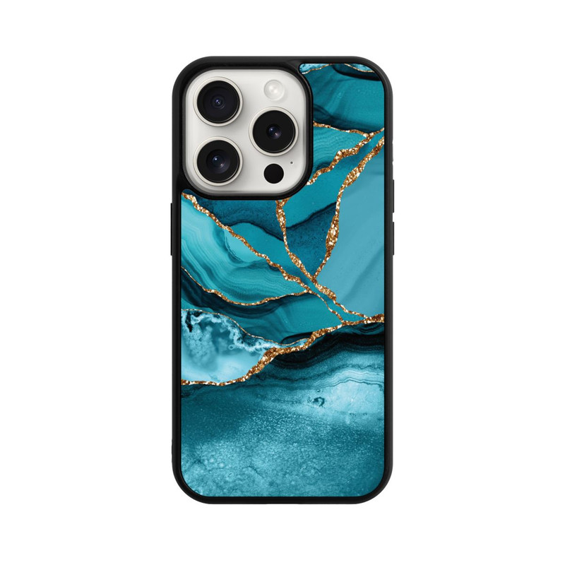 iPhone 15 Pro Base Case Eisblaue Marmor Landschaft