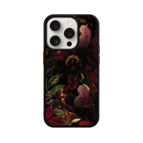 Apple iPhone 15 Pro Base Case Dunkle Rote Vintage Barock Rosen
