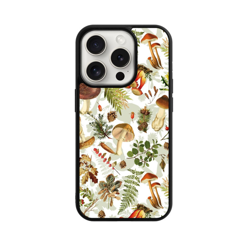 iPhone 15 Pro Base Case Pilzmuster Weiß