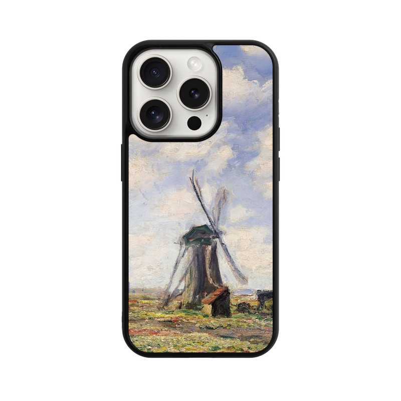 iPhone 15 Pro Base Case Tulpenfelder mit der Rijnsburger Windmühle von Claude Monet