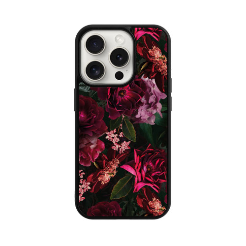 Apple iPhone 15 Pro Base Case Dunkle romantische Vintage Rosen und Pfingstrosen