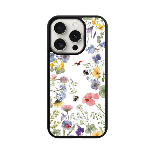 Apple iPhone 15 Pro Base Case Bunte Frühlingsblumen und Bienen