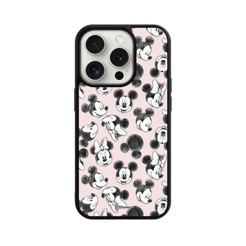 Apple iPhone 15 Pro Base Case Minnie &amp; Mickey Viele Gesichter Pink