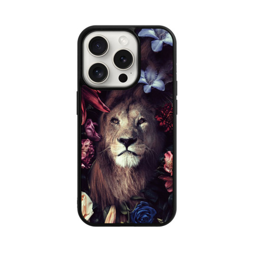 Apple iPhone 15 Pro Base Case Löwe Blumenrahmen