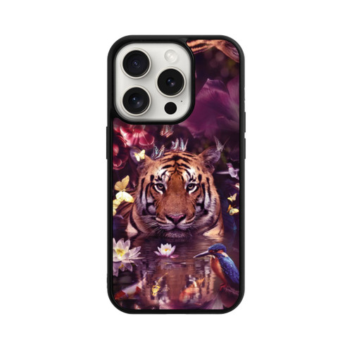 Apple iPhone 15 Pro Base Case Tiger Blumenrahmen