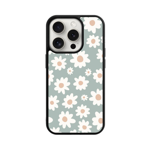 Apple iPhone 15 Pro Base Case Gänseblümchen Muster grün