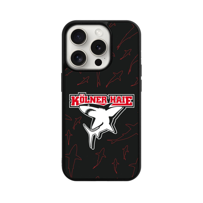 iPhone 15 Pro Base Case Haie Muster Rot