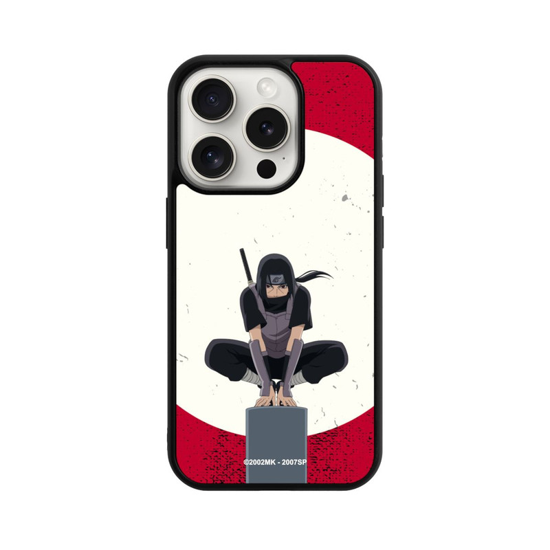 iPhone 15 Pro Base Case Itachi Uchiha Symbol Roter Hintergrund
