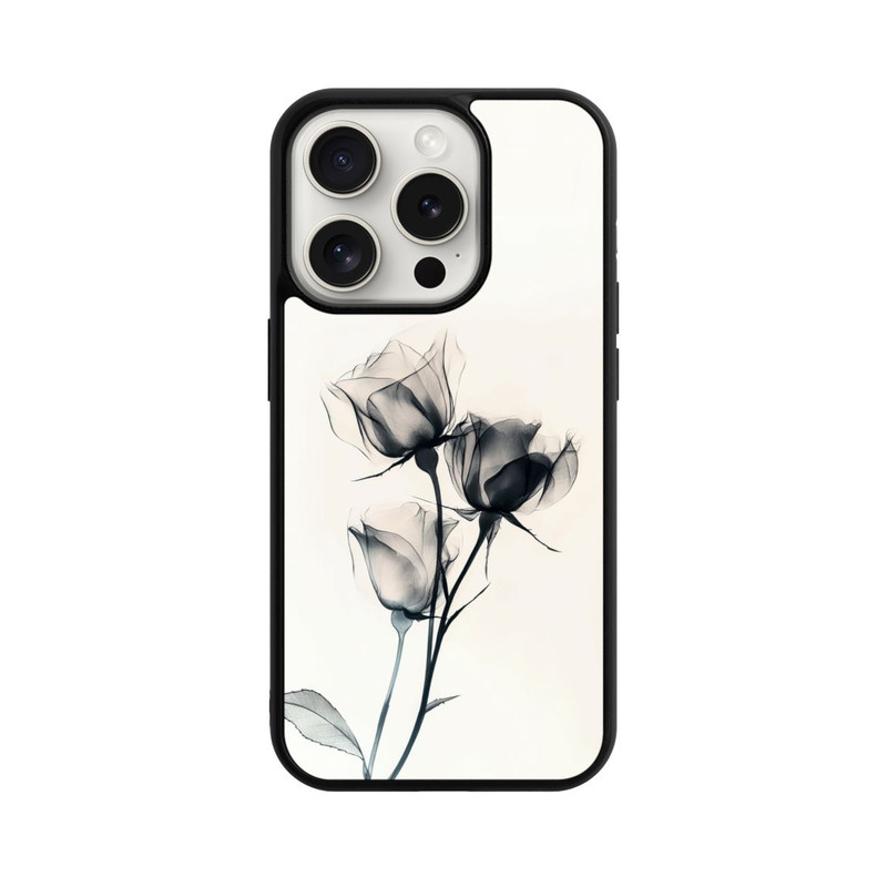 iPhone 15 Pro Base Case Schwarze Blume