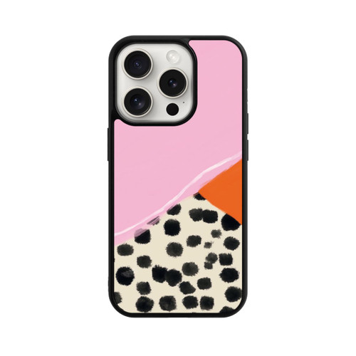Apple iPhone 15 Pro Base Case Rosa und Orange Gepunkteter Hintergrund
