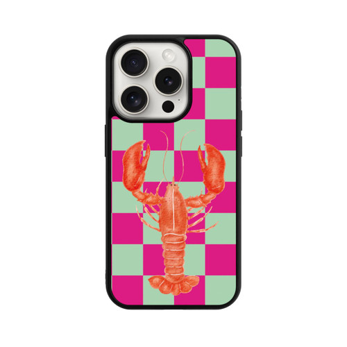 Apple iPhone 15 Pro Base Case Pink Checkers Lobster