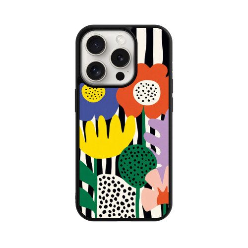 Apple iPhone 15 Pro Base Case Flowers Striped Background