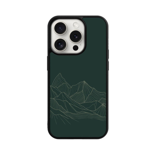Apple iPhone 15 Pro Base Case Berg Line Art Grün