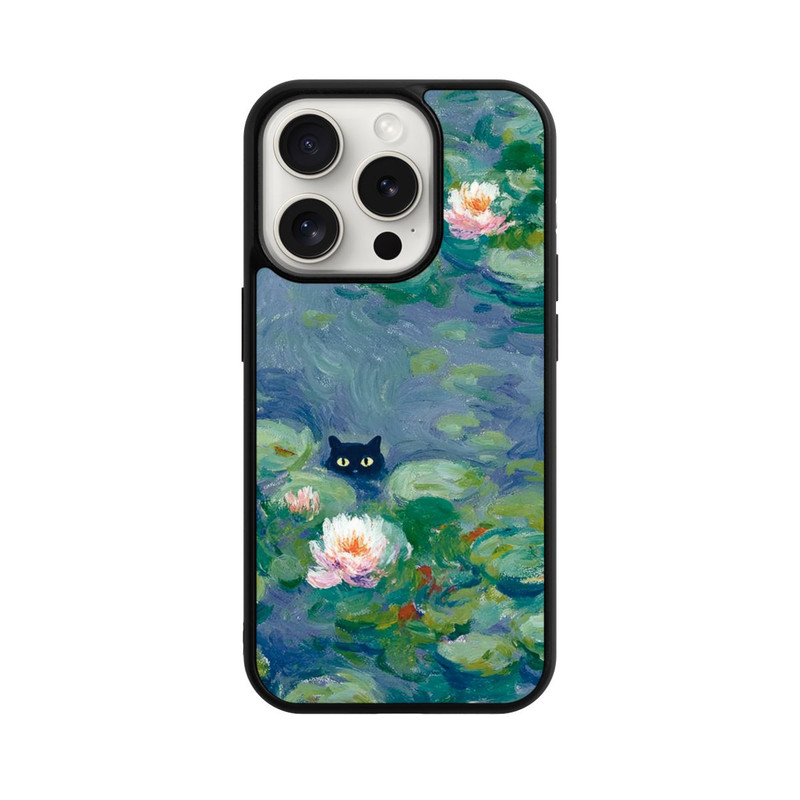 iPhone 15 Pro Base Case Katze im Teich Gemälde Impressionismus