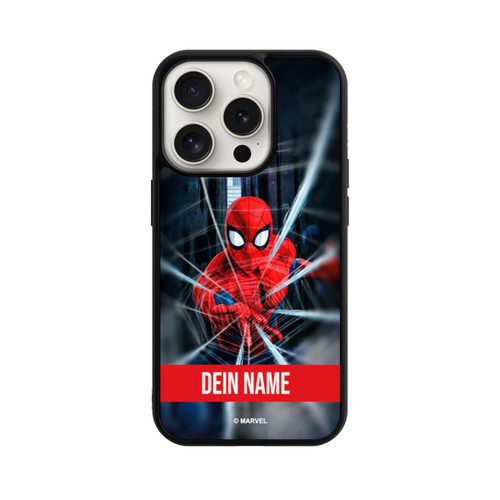 Apple iPhone 15 Pro Base Case Spiderman Webs in Action Personalisierbar