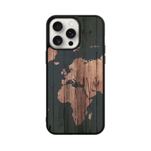 Apple iPhone 15 Pro Max Base Case Wooden World Map