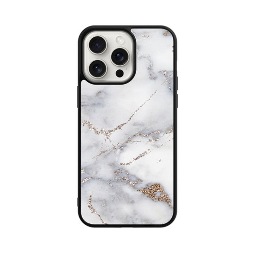 Apple iPhone 15 Pro Max Base Case Silberglitzer Marmorlook