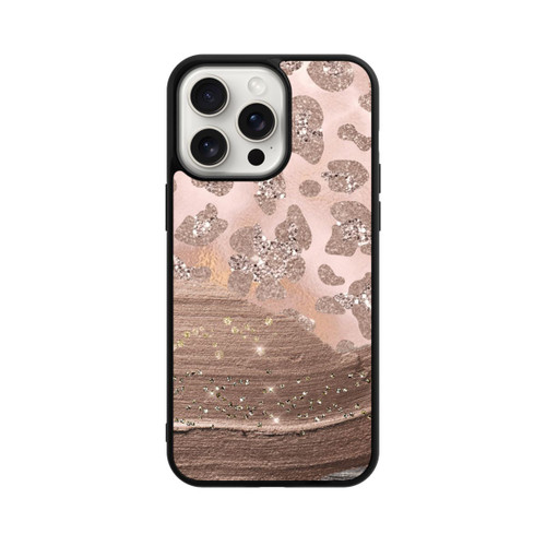 Apple iPhone 15 Pro Max Base Case Silberner Leoparden Glitzerlook