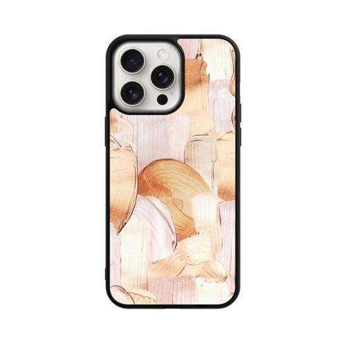 Apple iPhone 15 Pro Max Base Case Weiß/Gold Pinsel Muster