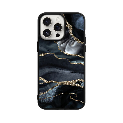 Apple iPhone 15 Pro Max Base Case Dunkler Marmor Gold Glitzerlook