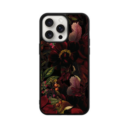 Apple iPhone 15 Pro Max Base Case Dunkle Rote Vintage Barock Rosen