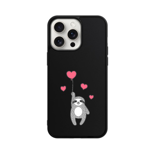 Apple iPhone 15 Pro Max Base Case Faultier mit Herzen transparent