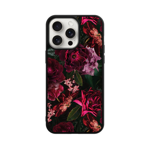 Apple iPhone 15 Pro Max Base Case Dunkle romantische Vintage Rosen und Pfingstrosen