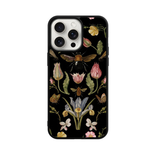 Apple iPhone 15 Pro Max Base Case Wildblumen und Biene Schwarz