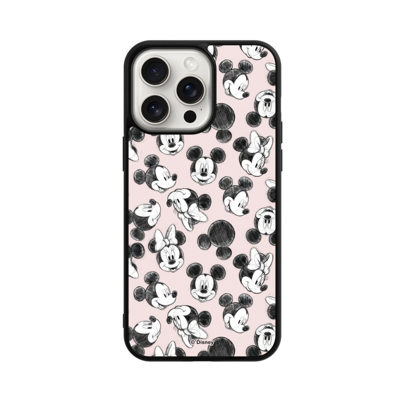 iPhone 15 Pro Max Base Case Minnie & Mickey Viele Gesichter Pink