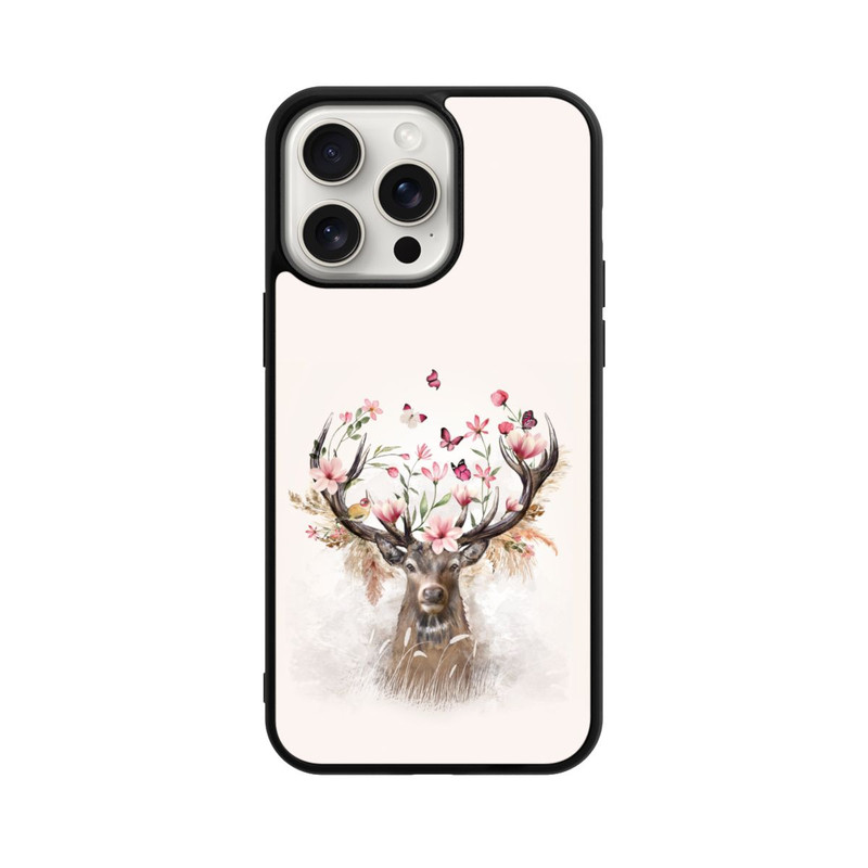 iPhone 15 Pro Max Base Case Hirsch Blumen Geweih