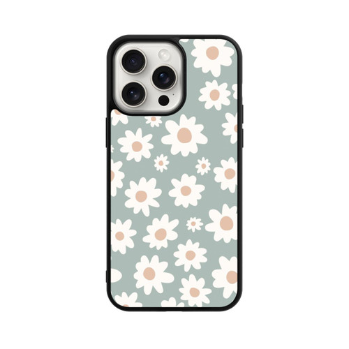 Apple iPhone 15 Pro Max Base Case Gänseblümchen Muster grün
