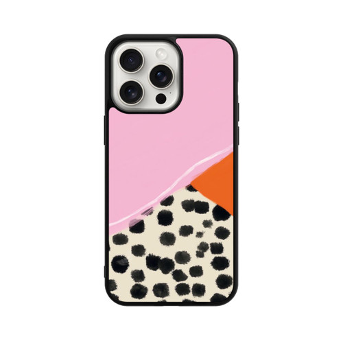Apple iPhone 15 Pro Max Base Case Rosa und Orange Gepunkteter Hintergrund