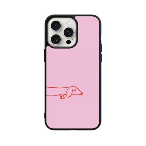 Apple iPhone 15 Pro Max Base Case Dachshund Illustration Pink